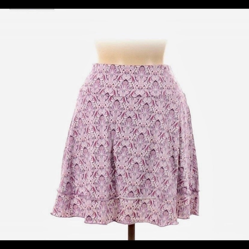 Ann Taylor LOFT skirt purple white patterned layered soft comfy